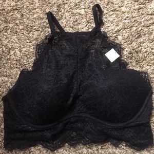 High neck lace bralette